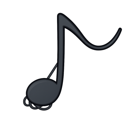 A musical note . No background. Transparent background. Blank background. No shadows. 2d. In-Game asset. flat