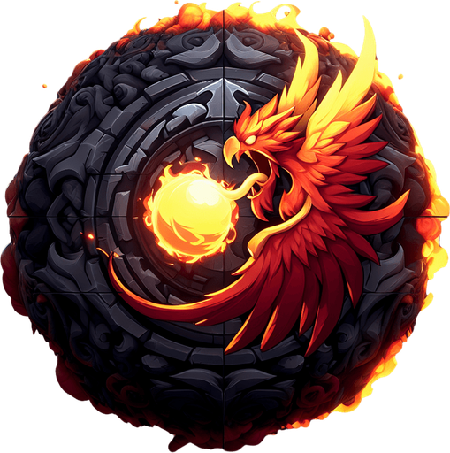 garuda fire ball.
Single Game Texture.  In-Game asset.  2d.  Blank background.  High contrast.  No shadows