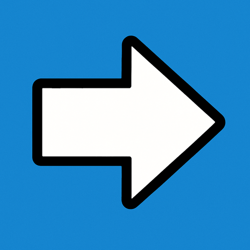 White arrowwith black outline. Blue background..
In-Game asset.  2d.  High contrast.  No shadows.
In-Game asset.  2d.  High contrast.  No shadows