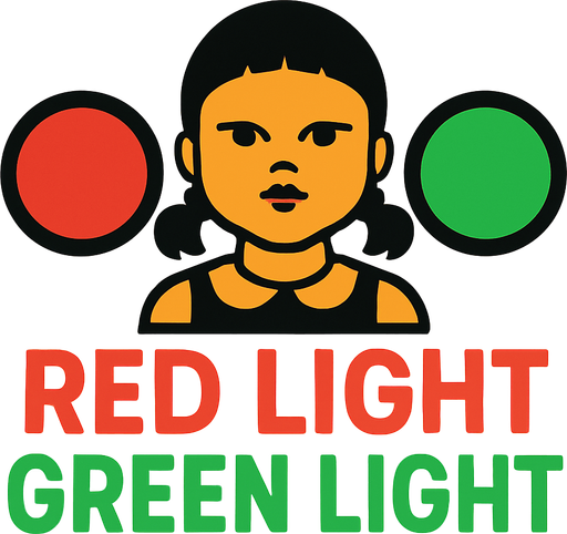 Logo red light green light.
In-Game asset.  2d.  High contrast.  No shadows