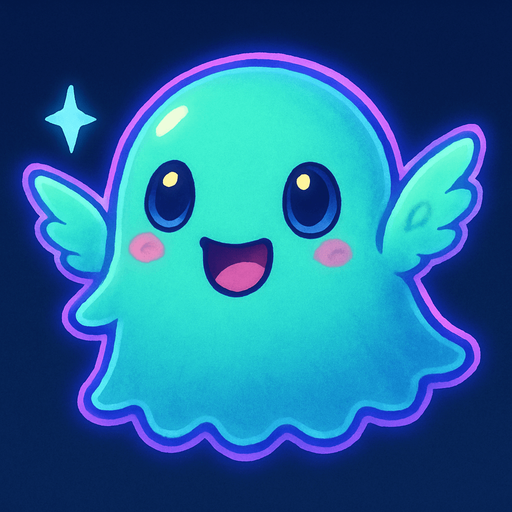 Kawaii neon winged ghost spirit creature style of Pokémon ghibli