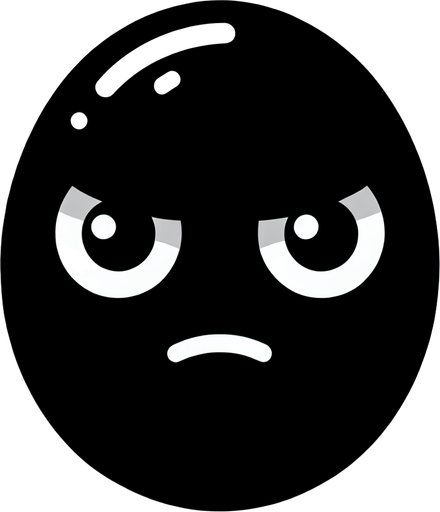 a black oval with a harrased face.