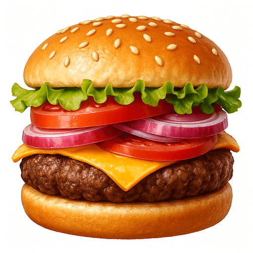 Burger - Gerçekçi - Yazısız.
In-Game asset.  2d.  High contrast.  No shadows