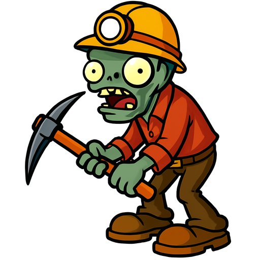 zombie minero pvz.
In-Game asset.  2d.  High contrast.  No shadows
