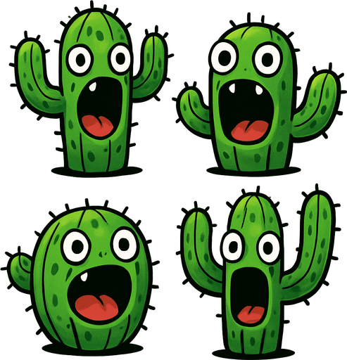 ağazı açık kaktüsler 2D.
In-Game asset.  2d.  High contrast.  No shadows