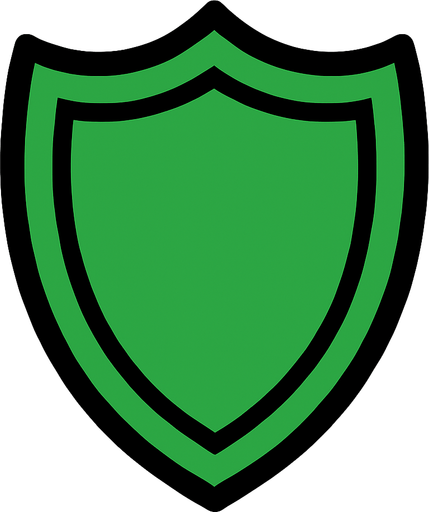 green shield.
In-Game asset.  2d.  High contrast.  No shadows