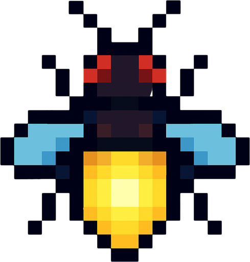 Luciérnaga, pixelart.
In-Game asset.  2d.  High contrast.  No shadows