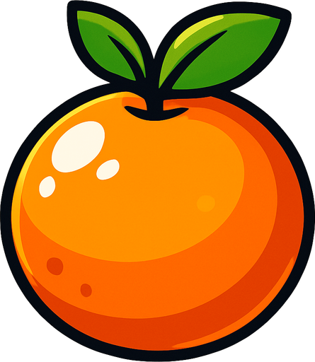 Shiney orange fruit vector.
In-Game asset.  2d.  High contrast.  No shadows