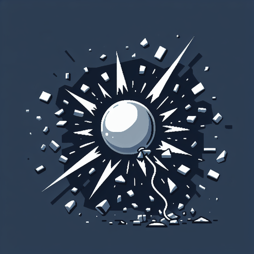 Simple Ballón pop.
Single Game Texture.  In-Game asset.  2d.  Blank background.  High contrast.  No shadows