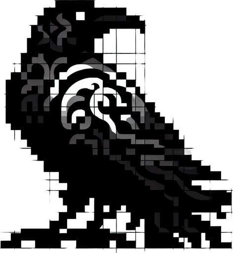 2D Black Pixel Art Bird.
Single Game Texture. In-Game asset. 2d. Blank background. High contrast. No shadows.