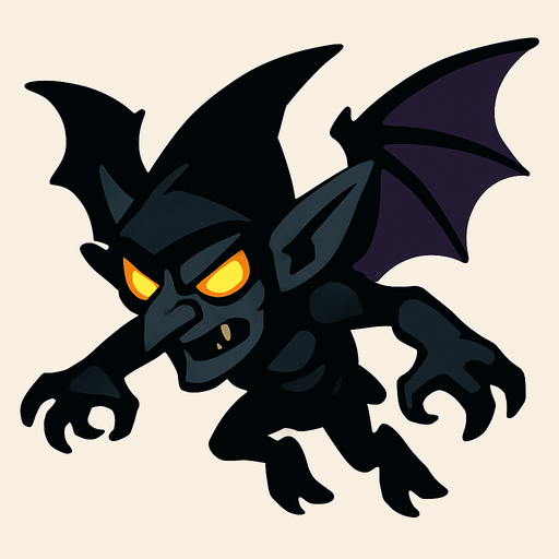 uçan karanlık goblin.
In-Game asset.  2d.  High contrast.  No shadows