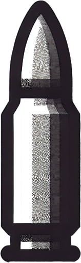 Bullet.
Single Game Texture. In-Game asset. 2d. Blank background. High contrast. No shadows.