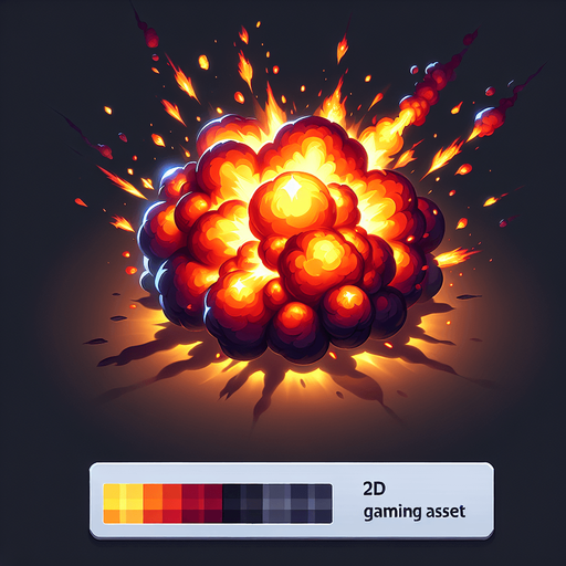 a small explosion.
Single Game Texture.  In-Game asset.  2d.  Blank background.  High contrast.  No shadows