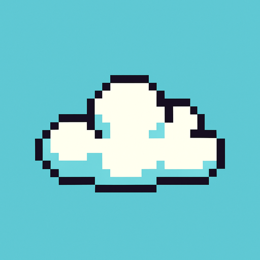 flappy bird cloud, pixel art.
In-Game asset.  2d.  High contrast.  No shadows