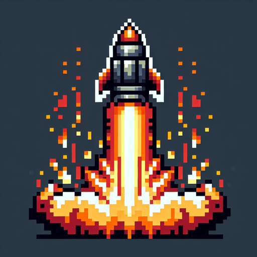 8-bit. 2d. fire from a thruster. vertical position. no background. in game asset..
Single Game Texture. In-Game asset. 2d. Blank background. High contrast. No shadows.