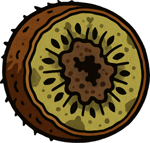 rotten kivi.
In-Game asset.  2d.  High contrast.  No shadows