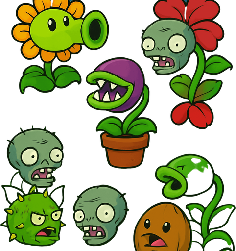 Fondo para menú de un juego que tarda de plantas vs zombies fusion con plantas y zombies con plantas fusionadas como. Lanza guisantes con girasol , etc sin texto. 2048x2732.
In-Game asset.  2d.  High contrast.  No shadows