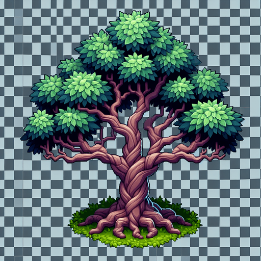 tree.
Single Game Texture. In-Game asset. 2d. Blank background. High contrast. No shadows.