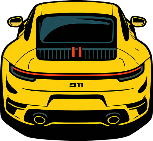 Yeni porche 911 arkasi ama yukaridan
In-Game asset.  2d.  High contrast.  No shadows