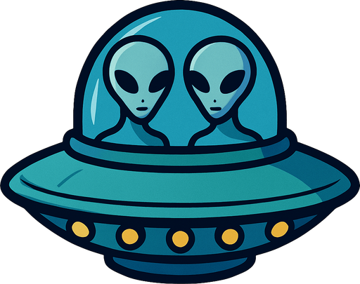 UFO with grey aliens in it.
In-Game asset.  2d.  High contrast.  No shadows
