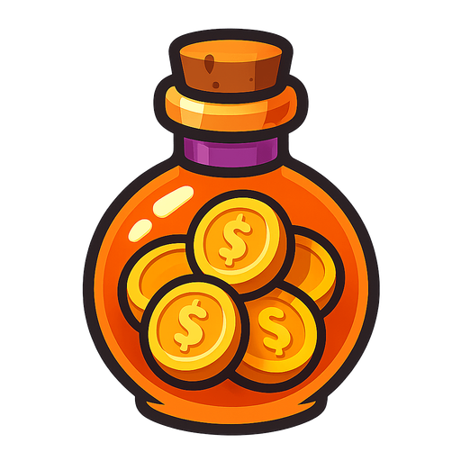 Coin potion.
In-Game asset.  2d.  High contrast.  No shadows