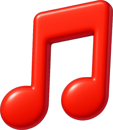 red musical note.
In-Game asset.  3d.  High contrast.  No shadows