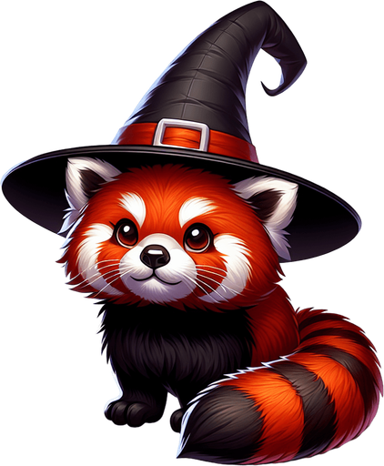 Give to the red panda a halloween hat..
Single Game Texture. In-Game asset. 2d. Blank background. High contrast. No shadows.