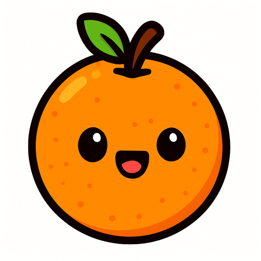 Orange with cute face.
In-Game asset.  2d.  High contrast.  No shadows