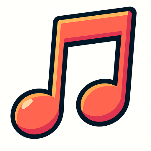 nota musical.
In-Game asset.  2d.  High contrast.  No shadows