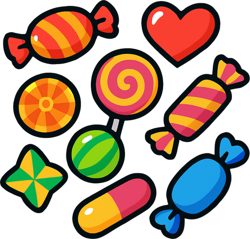 Candy
Is.
In-Game asset.  2d.  High contrast.  No shadows