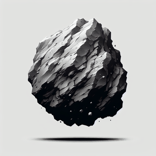 Space rock.
Single Game Texture. In-Game asset. 2d. Blank background. High contrast. No shadows.
