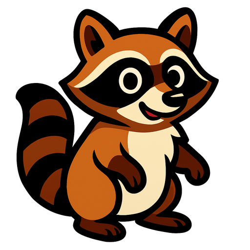 raccoon no background.
In-Game asset.  2d.  High contrast.  No shadows