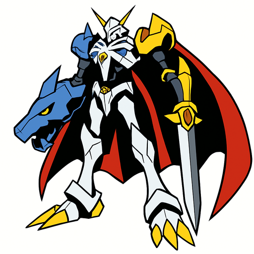 Omegamon.
In-Game asset.  2d.  High contrast.  No shadows