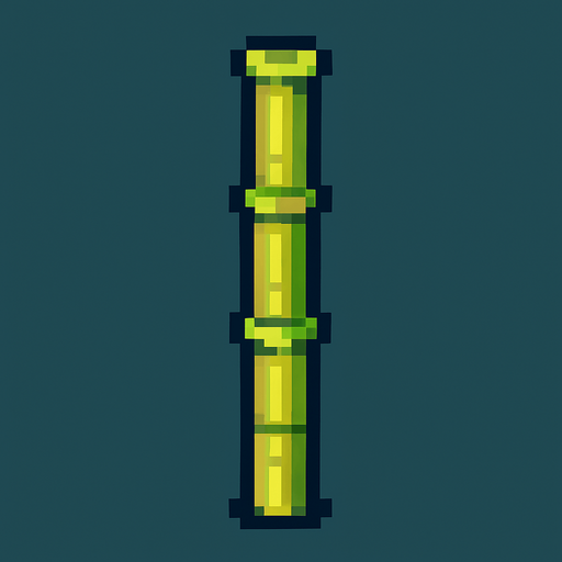 Yapraksız pixel art bambu.
In-Game asset.  2d.  High contrast.  No shadows