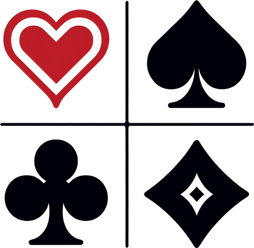 Heart, spade, club, diamond.
No background. In game asset..
Single Game Texture. In-Game asset. 2d. Blank background. High contrast. No shadows.