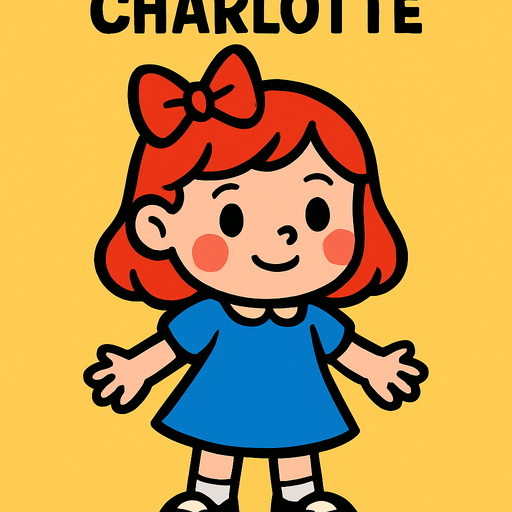 Petite fille nommée charlotte.
In-Game asset.  2d.  High contrast.  No shadows