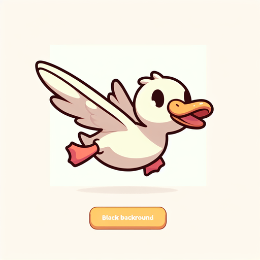 Летящая утка. Мультяшная.
Single Game Texture.  In-Game asset.  2d.  Blank background.  High contrast.  No shadows
