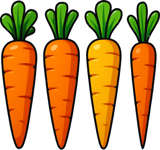 Pack of different carrot.
In-Game asset.  High contrast.  No shadows. 3D