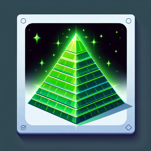 A pyramid of vibrant green colour dazzling.
Single Game Texture. In-Game asset. 2d. Blank background. High contrast. No shadows.