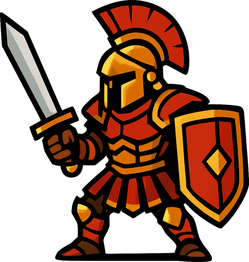 roma knight.
In-Game asset.  2d.  High contrast.  No shadows