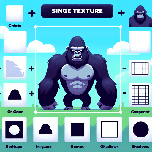 Gorilla.
Single Game Texture.  In-Game asset.  Blank background.  High contrast.  No shadows. 2d