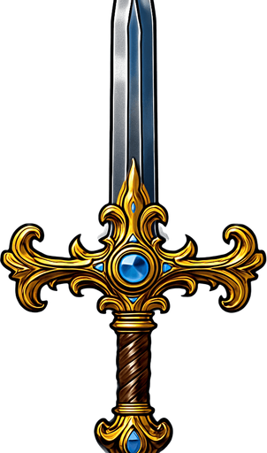 ihtişamlı gerçekçi bir kılıç.
In-Game asset.  2d.  High contrast.  No shadows