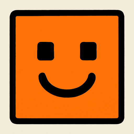 Basit turuncu renkde kare yüz.
In-Game asset.  2d.  High contrast.  No shadows