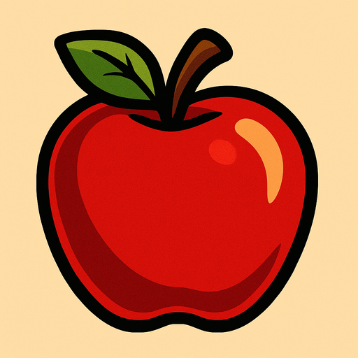 red apple.
In-Game asset.  2d.  High contrast.  No shadows