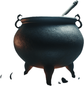 A witch's room with a cauldron
A witch's room with a cauldron