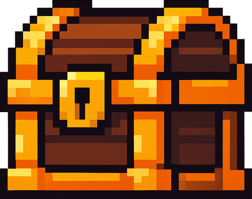 cofre de pixeles.
In-Game asset.  2d.  High contrast.  No shadows