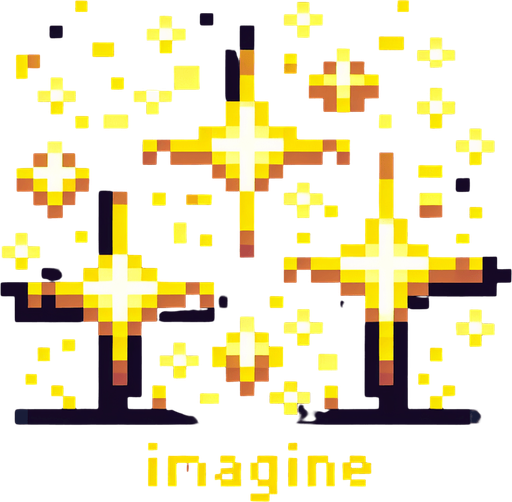 3 yellow sparkles, pixelart, no background
Single Game Texture. In-Game asset. 2d. High contrast. No shadows.
