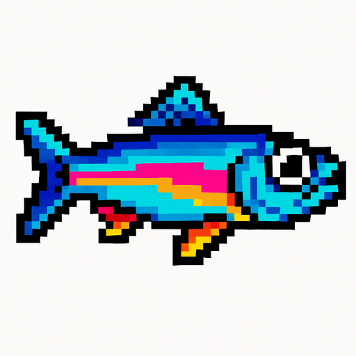 An anchovy. 80s arcade machine graphics. 
Swimming Side profile. White background. 
In-Game asset.  2d.  High contrast.  No shadows