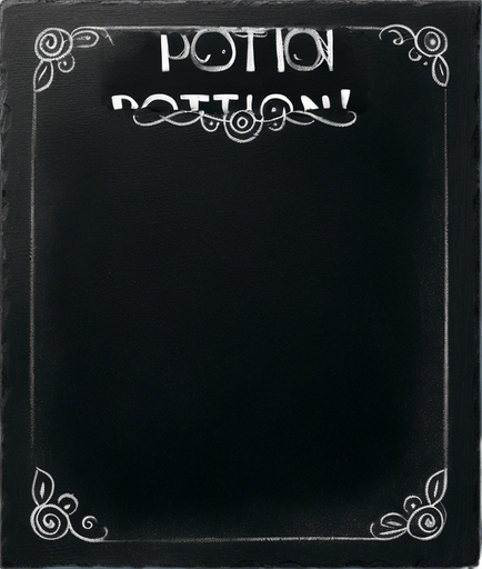 Text "POTION" handwritten in chalk
