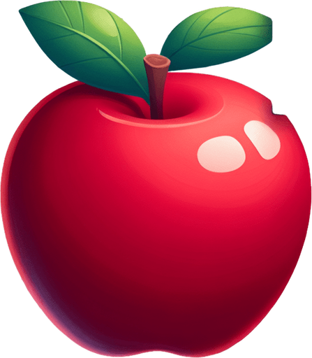 An animated image of an apple.
Single Game Texture. In-Game asset. 2d. Blank background. High contrast. No shadows.